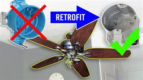 ceiling fan installation plastic junction box|ceiling fan retrofit junction box.